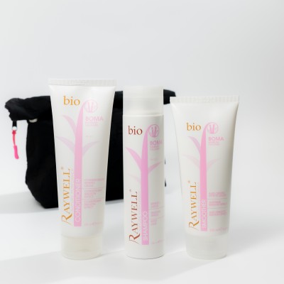 Розгладжуючий набір для волосся Raywell Bio BOMA  з косметичкою у подарунок Raywell Black