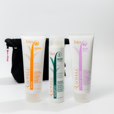 Комплексний набір для догляду за волоссям і шкірою голови Raywell Bio з косметичкою у подарунок Raywell Black