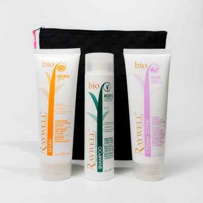 Комплексний набір для догляду за волоссям і шкірою голови Raywell Bio з косметичкою у подарунок Raywell Black