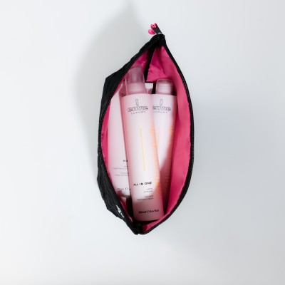 Набір для пористого, сухого та кучерявого волосся Envie Sublime Milk з косметичкою у подарунок Raywell Black