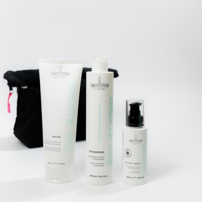 Набір для миттєвого відновлення волосся з амінокислотами Envie Sublime SOS з косметичкою у подарунок Raywell Black