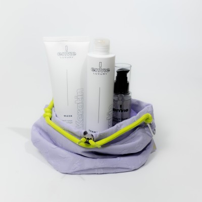 Набір для пошкодженого волосся Envie Sublime Keratin з косметичкою у подарунок Envie Violet