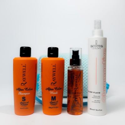 Набір для фарбованого волосся Raywell After Color з косметичкою у подарунок Envie Blue