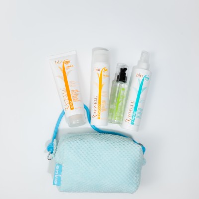 Зволожуючий набір для сухого волосся Raywell з косметичкою у подарунок Envie Blue