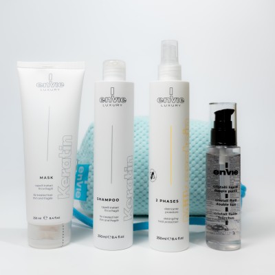 Набір для відновлення пошкодженого волосся Envie Sublime Keratin з косметичкою у подарунок Envie Blue