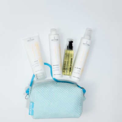 Набір для пористого, сухого та кучерявого волосся Envie Sublime Milk з косметичкою у подарунок Envie Blue