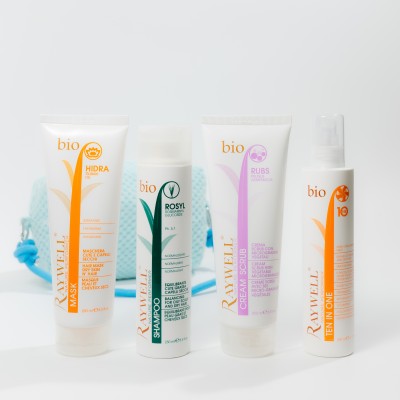 Комплексний набір для догляду за волоссям і шкірою голови Raywell Bio з косметичкою у подарунок Envie Blue